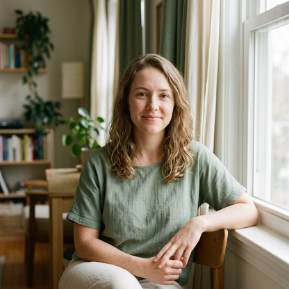 Young adult woman at home for Surrasa’s reproductive wellness program.